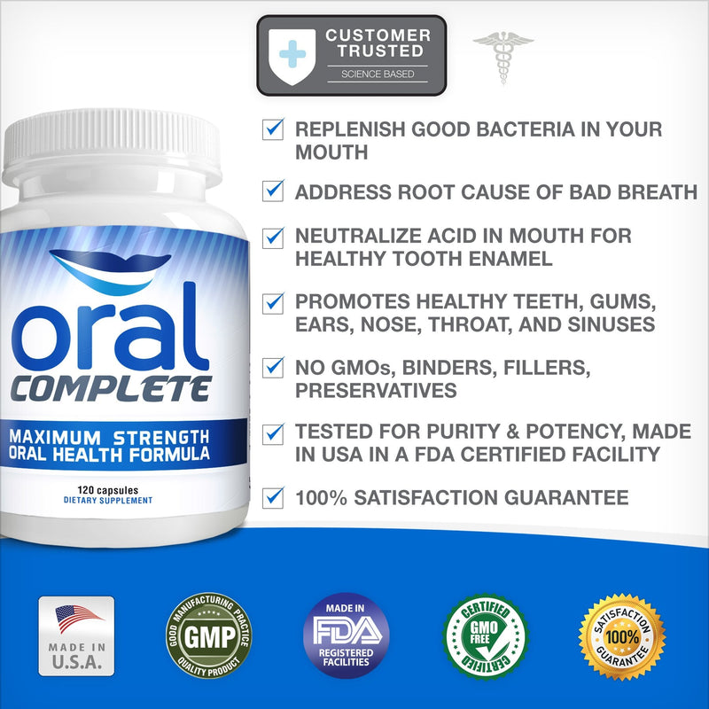 Oral Complete, Dental Probiotics, Bad Breath Treatment Halitosis Tonsil Stone Removal, 120 capsules - NewNest Australia