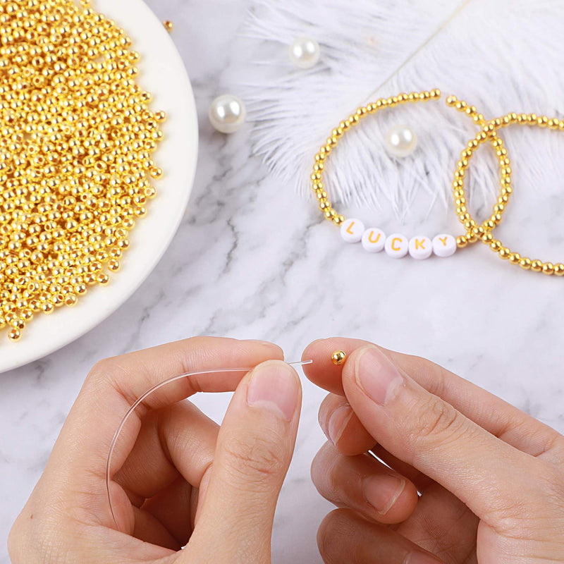 1200Pcs 4mm Smooth Round Beads Gold Spacer Loose Ball Beads for Bracelet Jewelry Making Craft - NewNest Australia
