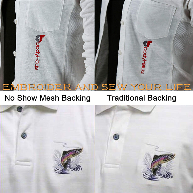 New brothread No Show Mesh Machine Embroidery Stabilizer Backing 8"x8" - 100 Precut Sheets - Light Weight 1.8 oz - Fits 4x4 and 6x6 Hoops 8" x 8" 100sheets - NewNest Australia
