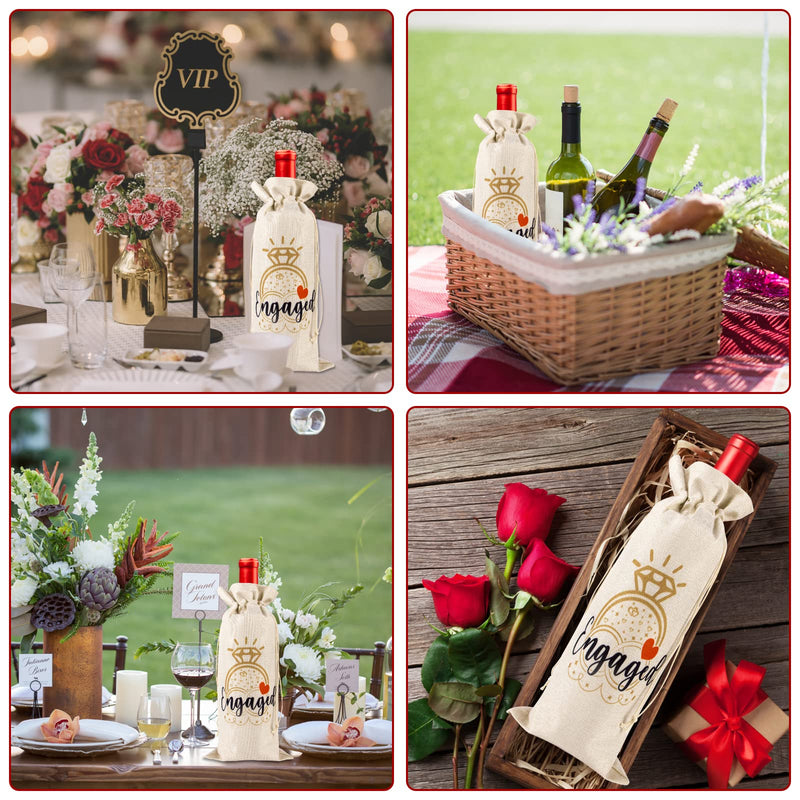 FLYAB Engagement Gifts for Couples,Engagement Gift Wine Bag,Burlap Wedding Wine Bag with Drawstring for Bride Groom Newlywed Wedding Engagement Party Supplies - NewNest Australia