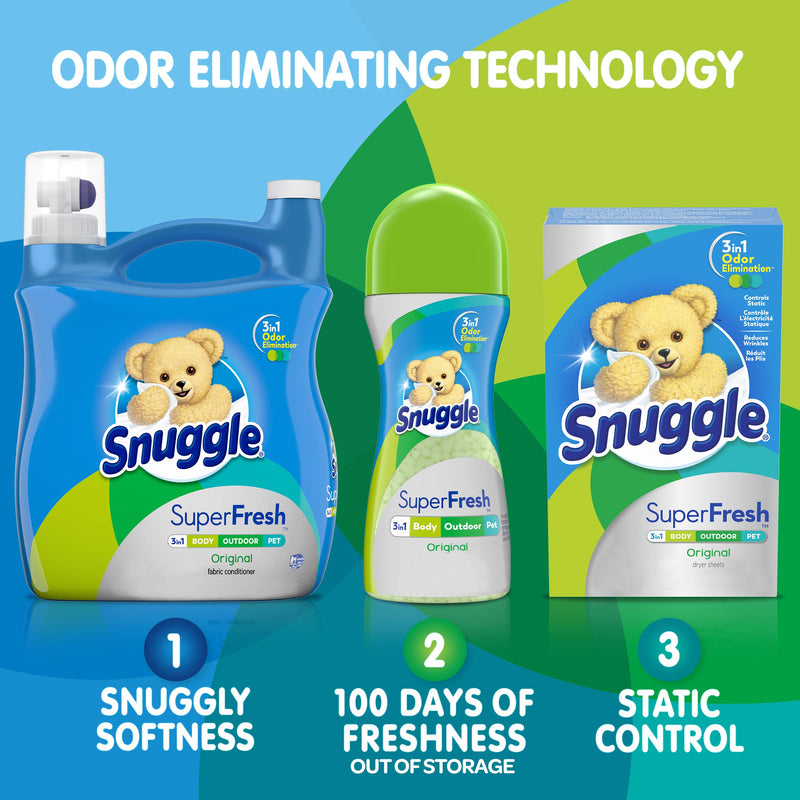 Snuggle Plus SuperFresh Fabric Softener Dryer Sheets with Static Control and Odor Eliminating Technology, Original, 200 Count - NewNest Australia