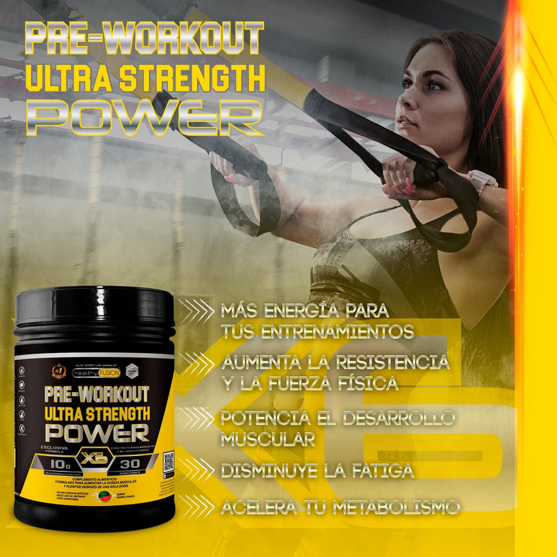 Healthy Fusion Ultra Pre-Workout | Powerful Pre-Workout with Beta-Alanine + L-Arginine AAKG + Creatine + Caffeine + Taurine | Watermelon Flavor | 300g - NewNest Australia