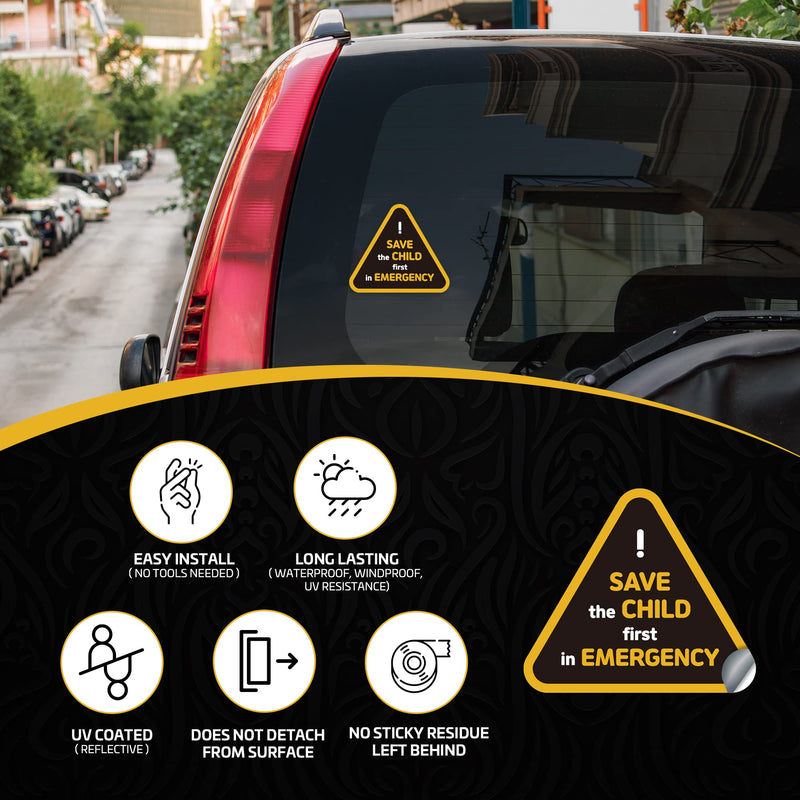 2pcs Baby On Board Safety Caution Stickers for Car, Window, Truck, Van, Bumper Reflection Waterproof No Residue Safety Caution Decal Sign Large 6.75" by 6" Save Child First in Emergency Unique Cute Design - NewNest Australia