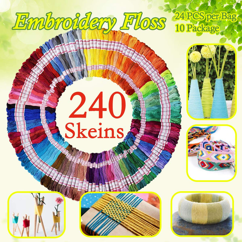 Embroidery Floss 240 skeins 100% Egyptian long-staple cotton Cross Stitch Threads -Friendship Bracelets String -Mercerized Crafts Floss total 1920M 8M/pc 24pcs/bag 10package - NewNest Australia