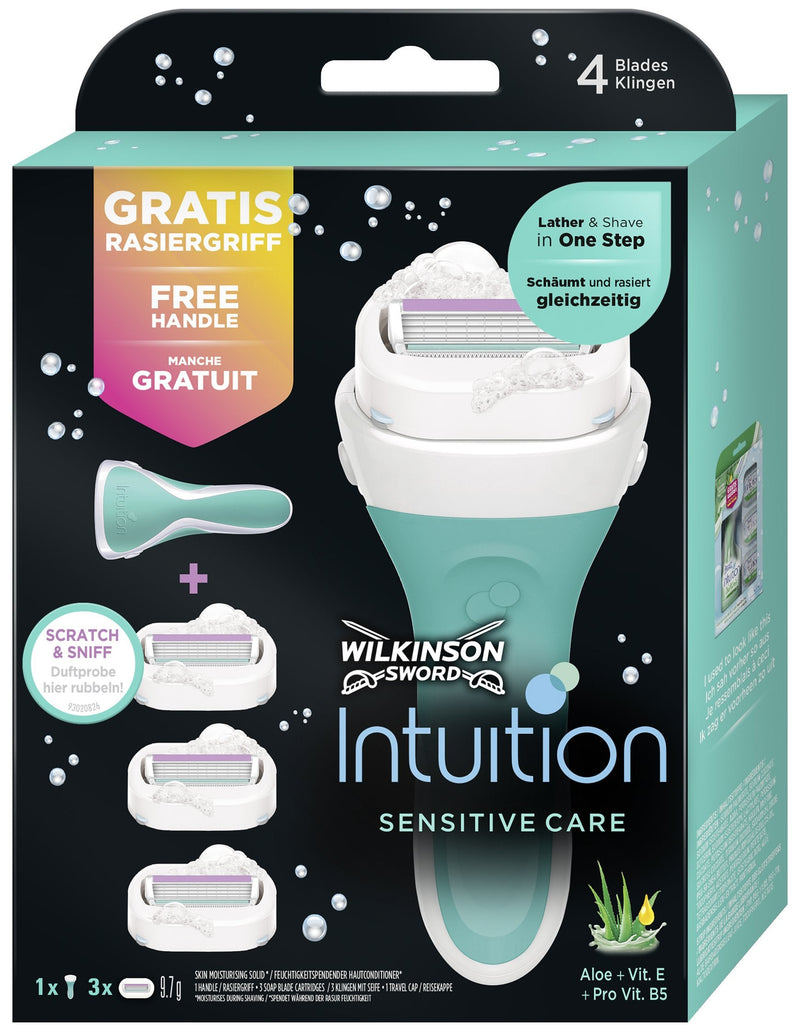 Wilkinson Sword Intuition Sensitive Care value pack women's razor with 3 replacement blades - NewNest Australia
