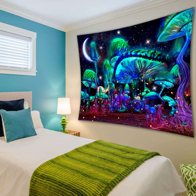 Mushroom Tapestry Snails Trippy Mushroom Tapestry Fantasy Decor Moon and Stars Tapestry Mushroom Room Decor Wall Tapestries for Bedroom (51.2?L × 59.1?W) - NewNest Australia