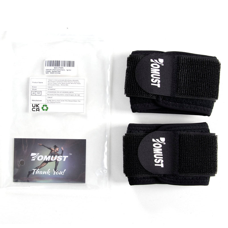 TOMUST 2 PCS Comfortable Wrist Brace, Adjustable Wrist Support, Compression Wrist Strap for Tendonitis, Arthritis, Carpal Tunnel, Sports Injuries, Wrist Pain Relief, Working Out Fitness - Women/Men - NewNest Australia
