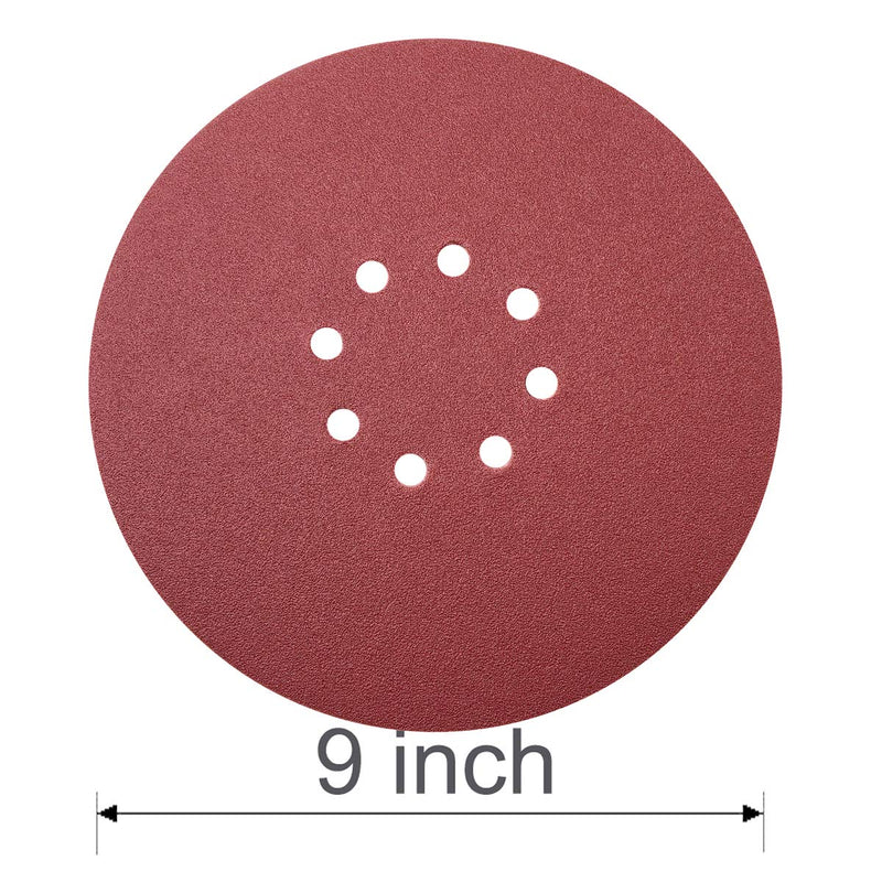 Sackorange 20 PCS 80 Grits 9 Inch 8 Hole Hook-and-Loop Sandpaper - Grinding Abrasive Sanding Disc for Drywall Sander Wood Furniture Finishing (P80) P80 - NewNest Australia