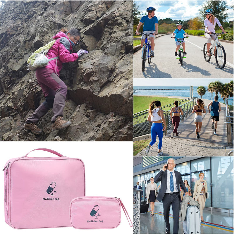 2 Pcs First Aid Kit Bags, Portable Travel Empty Medical Medical Medicine Bags, Small/Large First Aid Emergency Organizer Bags Waterproof for Outdoor Camping Travel Work Bags - Pink (White) (Pink) - NewNest Australia