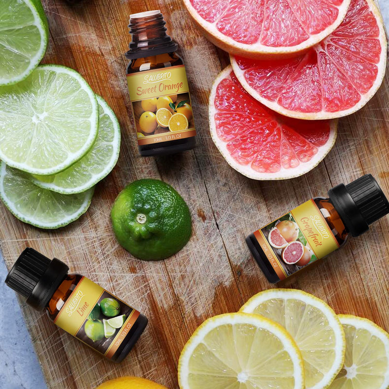 SALUBRITO Citrus Essential Oils Set, Premium Fragrance Oils for Diffusers and Home, Candle Making - Sweet Orange, Bergamot, Grapefruit, Mandarin, Lime, Lemon Essential Oil, 6x10ml - NewNest Australia