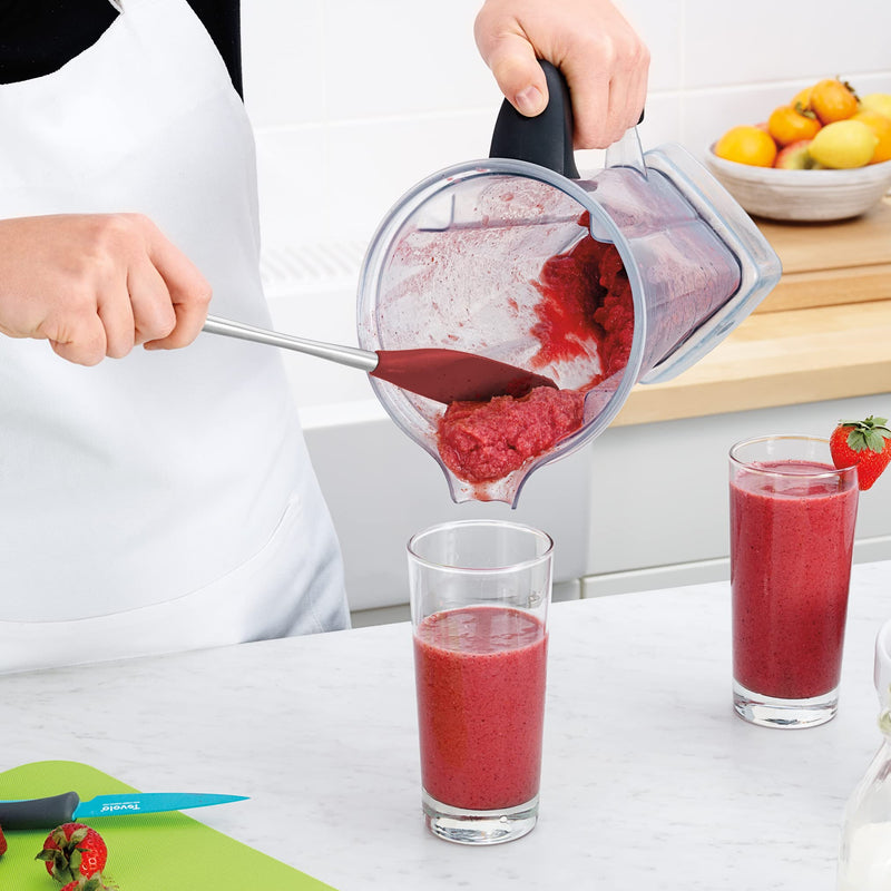 Tovolo Flex-Core Long-Handled Silicone Jar Scraper Spatula, Stainless Steel Handle, Heat-Resistant Silicone Head With Curved Front for Scooping & Scraping, Dishwasher-Safe & BPA-Free Cayenne - NewNest Australia
