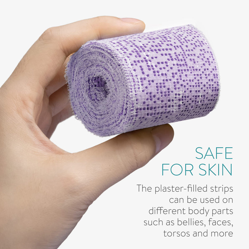 Navaris Plaster Cloth Rolls (S, Pack of 6) - Gauze Strips Wrap Bandages for Body Casts, Craft Projects, Belly Molds - 2" Wide x 118" Long, Violet S Purple - NewNest Australia