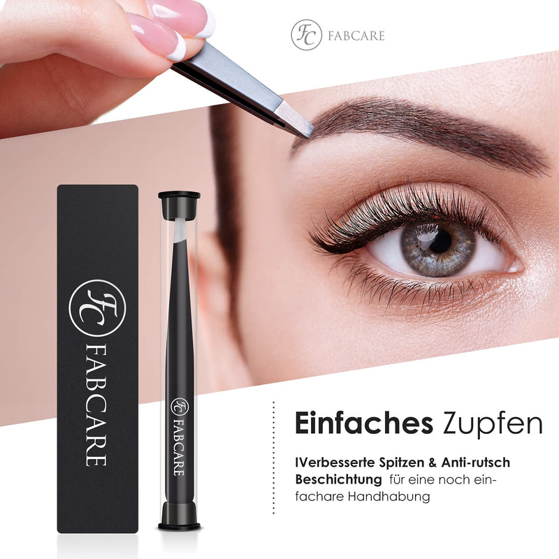 Fabcare Tweezers For Eyebrow Plucking (Slanted) Including Case - Improved Tip - Professional Eyebrow Tweezers With Non-Slip Coating - Plucking Tweezers For Hair Removal - Pointed Tweezers - NewNest Australia
