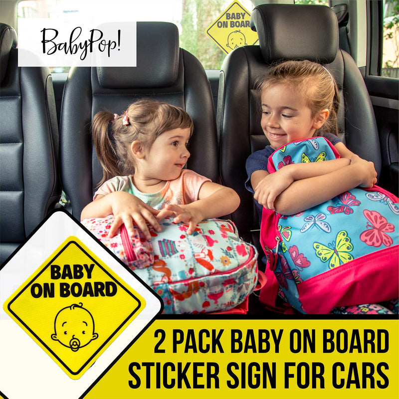 NewNest Australia - BabyPop! 2 Pack Baby On Board Sticker Sign for Cars, No Residue and See Through Safety Cute Design 2 Pack 