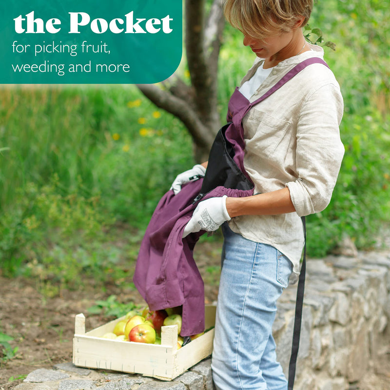 Gardening Apron with Pockets for woman & men -Canvas Deep Kangaroo release Pouch -For Harvesting-Work or Cleaning apron Aubergine - NewNest Australia
