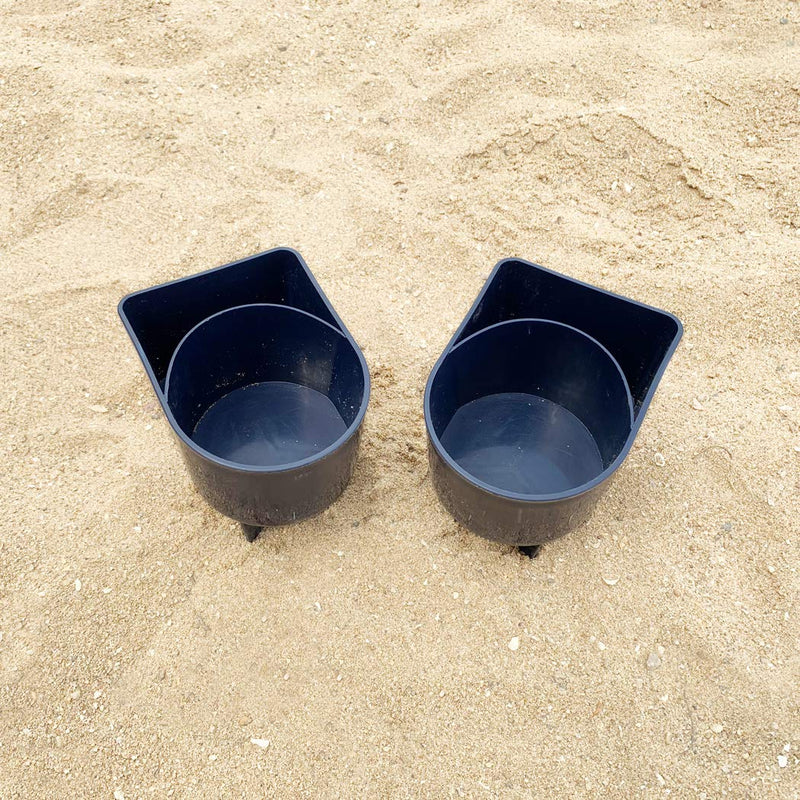 Home Queen Spiker Beach Cup Holder with Pocket, Multi-Functional Sand Cup Holder for Beverage Phone Sunglasses Key, Beach Accessory Drink Sand Coaster, 2-Pack, Navy - NewNest Australia