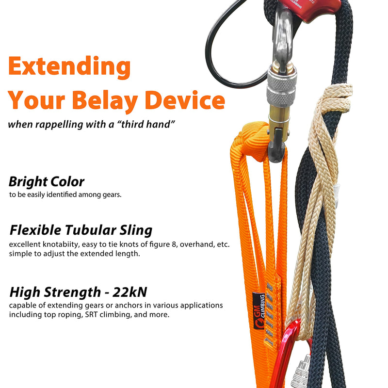 GM CLIMBING 16mm Nylon Sling Runner 22kN / 4950lbf CE UIAA Certified Fluorescent Orange 60cm / 24inch | Pack of 3 - NewNest Australia