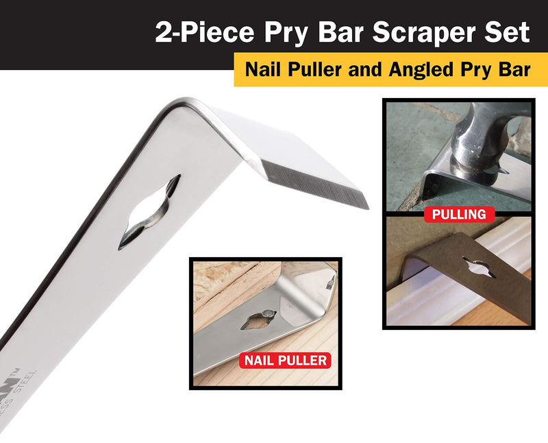 Titan 17005 2-Piece Stainless Steel Pry Bar Scraper Set, 7-1/4 x 9/16" and 9-1/4 x 9/16" 2 Piece Set - NewNest Australia