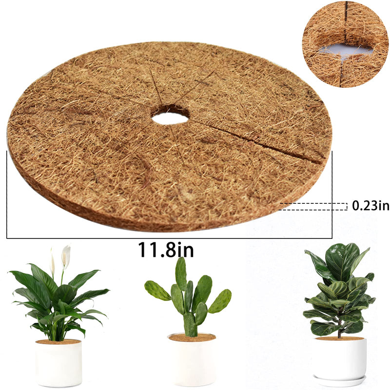 ZeeDix 12 Pcs Coconut Fibers Mulch Ring Tree Protector Mat- 11.8'' Plant Cover Mulch Mat Weed Mats Coco Coir Mulch Ring for Indoor Outdoor Trees, Disc Plant Cover, Flower Pot, Tree Plant Ring Mats 11.8in-12pcs - NewNest Australia