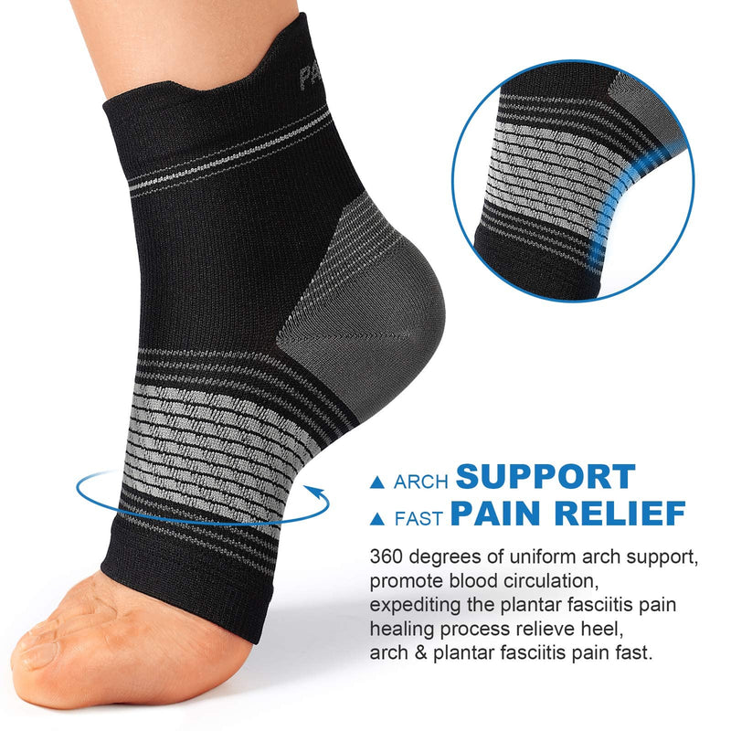 Plantar Fasciitis Sock (6 Pairs) for Men and Women, Compression Foot Sleeves with Arch and Ankle Support (Black, Gray, White, Small) 2 Black+2 Gray+2 White(6 pairs) Small (6 Pair) - NewNest Australia