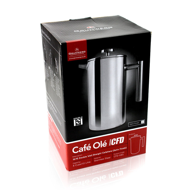 Café Olé CFD Cafetière, Stainless Steel, Satin Finish, 3 Cup (1 Litre) 3 Cup (1 Litre) - NewNest Australia