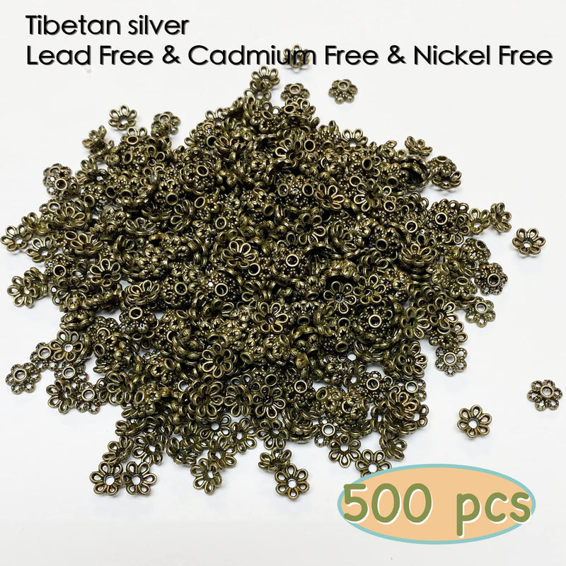 Heather's cf 500 Pieces Brass Tiny Bead Caps Findings (Fit 8mm 10mm Round Beads) for Jewelry Making Bronze - NewNest Australia