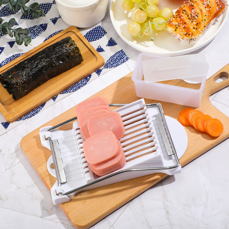 2 Pieces Spam Musubi Mold and Spam Slicer Rectangle White Spam Musubi Maker Kit Safe Luncheon Meat Slicer Musubi Press Mold for Kitchen, Restaurant, Home - NewNest Australia
