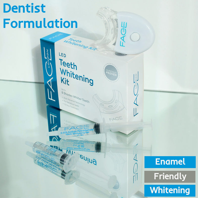 Face London - Teeth Whitening Kit - Pack of 2 - LED Light Tooth Whitening Kit - Teeth Whitening Gel - Teeth Whitener Teeth Bleaching kit - Teeth Whitener Gels for White Teeth - NewNest Australia