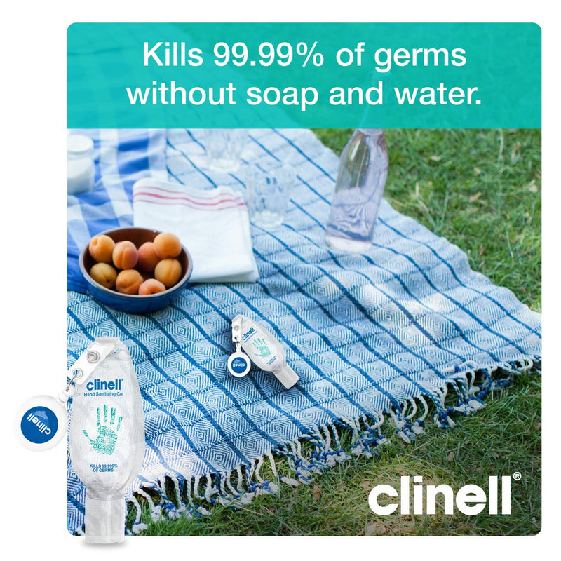 Clinell Hand Sanitiser Gel - Dermatologically Tested, Kills 99.99 Percent of Germs, Quick and Kind to Skin, No Stickiness - Retractable Clip - 50ml Bottle Single - NewNest Australia