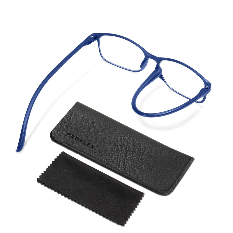 PROFLEX BluOptix with blue light filter, lightweight, flexible, scratch-resistant, unisex (women + men), computer screen technology reading glasses +0.0,+1.0,+1.5,+2.0,+2.5,+3.0,+3.5,+4.0 blue 3.5 diopters - NewNest Australia