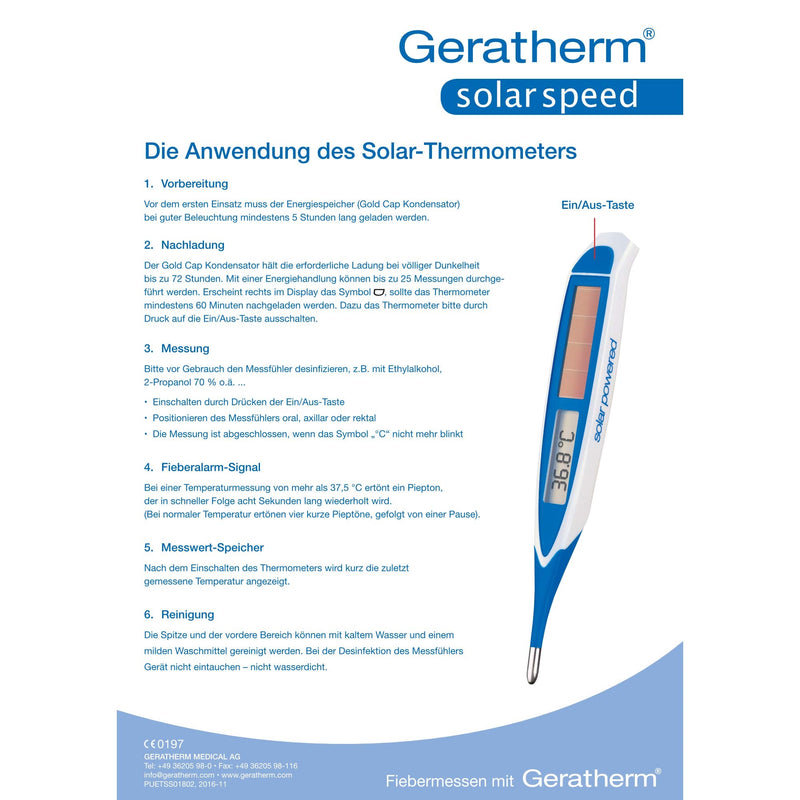 Geratherm Clinical Thermometer Solar Speed With Flexible Tip/Digital Clinical Thermometer Flexible Tip/Thermometer Baby And Children Clinical Thermometer Fast/Digital Thermometer Solar Speed Blue - NewNest Australia