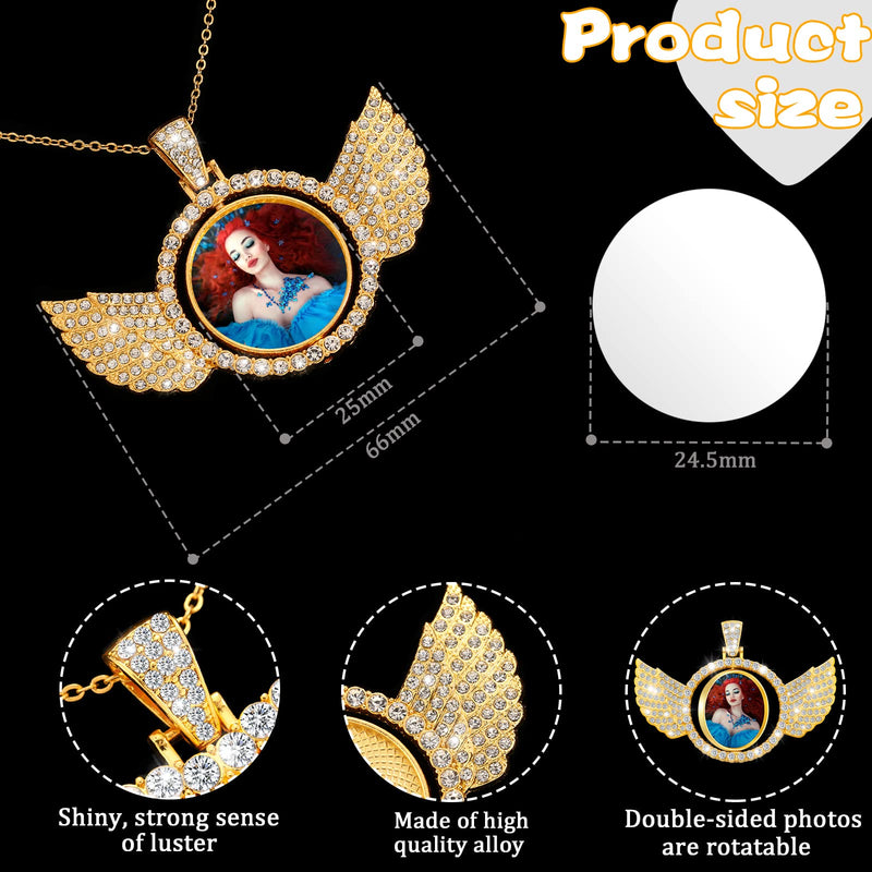 18 Pieces Sublimation Rhinestone Wing Bezel Pendant Trays Set Including 6 Double Sided Rhinestone Trays Pendant Charms with 12 Sublimation Blank Discs for Jewelry Making Gold, Silve - NewNest Australia