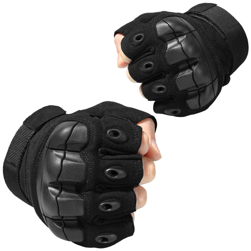 wtactful Tactical Fingerless Gloves for Motorbike Motorcycle Cycling Climbing Hiking Hunting Gloves Black Medium - NewNest Australia