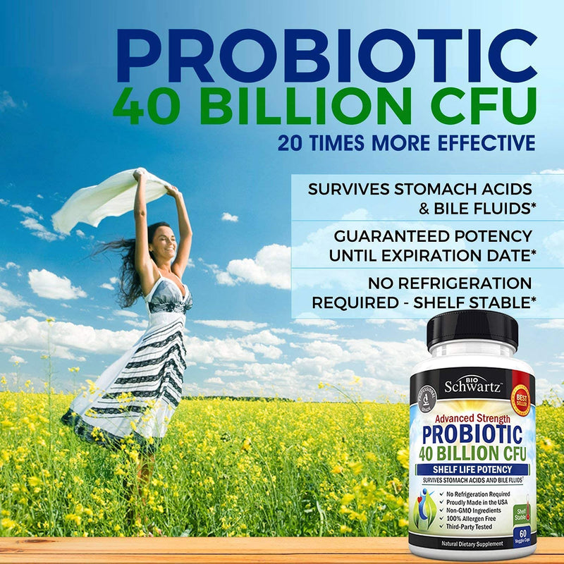 Probiotic 40 Billion CFU - Probiotics for Women & Men - Lactobacillus Acidophilus & Prebiotics - Digestive Health Capsules - Targeted Release Technology - Shelf Stable Supplement Non-GMO - 60 Count - NewNest Australia
