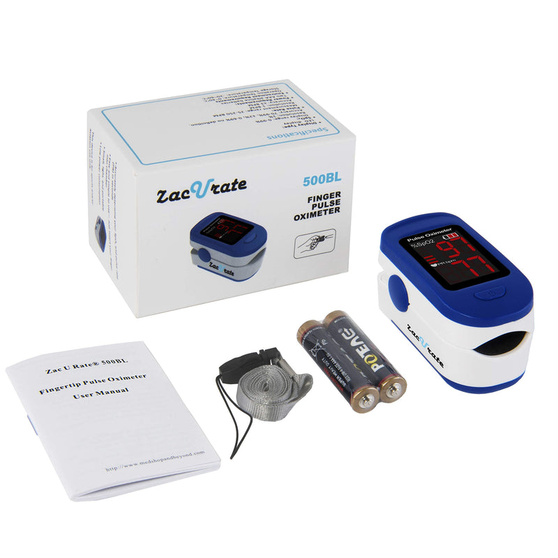 Zacurate 500BL Fingertip Pulse Oximeter Blood Oxygen Saturation Monitor with Batteries and Lanyard Included (Navy Blue) - NewNest Australia