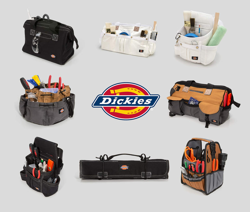 Dickies 12-Pocket Drawstring Work/Tool Bag, Heavy-Duty Drawstrings for Quick-Closure, Snap-Secured Tape Strap, Durable Canvas Construction, Grey/Tan Tan - NewNest Australia