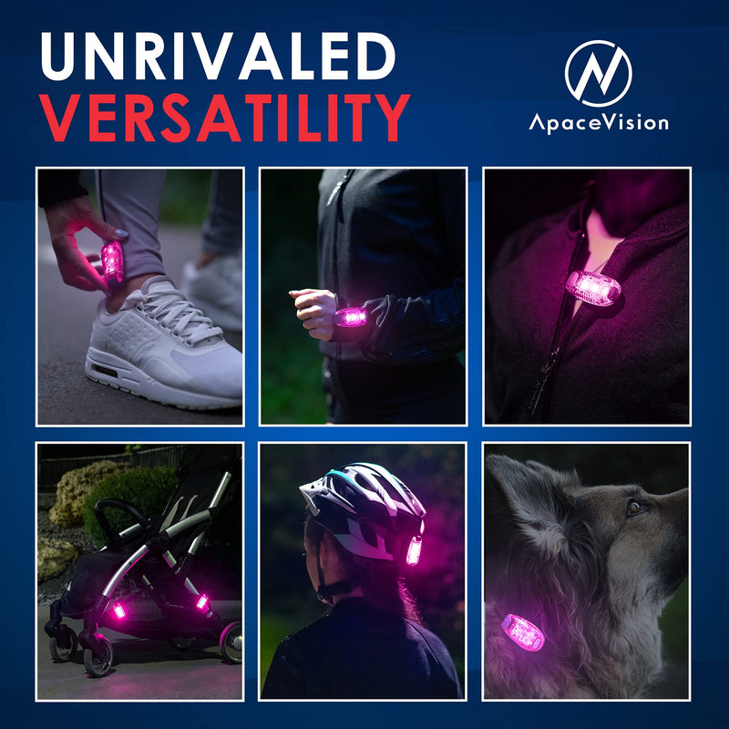 LED Safety Light (2 Pack) + Free Bonuses | Clip On Strobe/Running Lights for Runners, Dogs, Bike, Walking | The Best High Visibility Accessories for Your Reflective Gear, Bicycle etc Pink - NewNest Australia