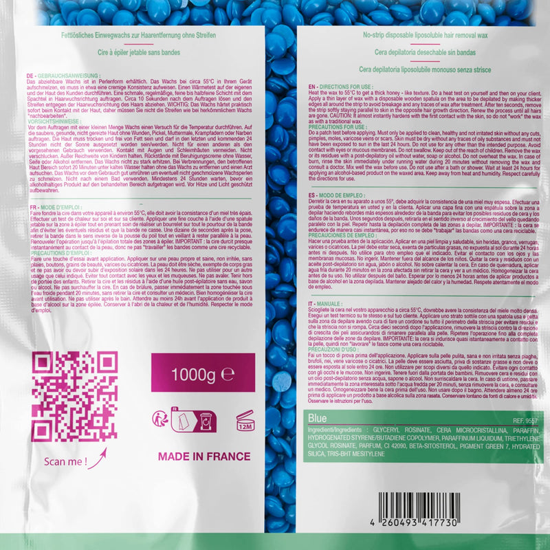 Dermawax 1 kg azulene waxing beads - professional hot wax wax beads for hair removal - use without fleece strips - suitable for all skin types - gentle whole body depilation - NewNest Australia