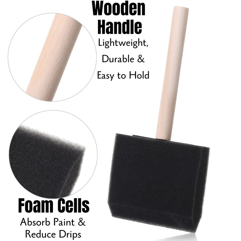 Bates- Foam Paint Brushes, 3 Inch, 12 pcs, Foam Brush, Sponge Brush, Sponge Brushes for Painting, Sponge Paint Brush, Foam Brushes for Staining, Paint Sponges, Sponge Paint Brushes for Painting. - NewNest Australia