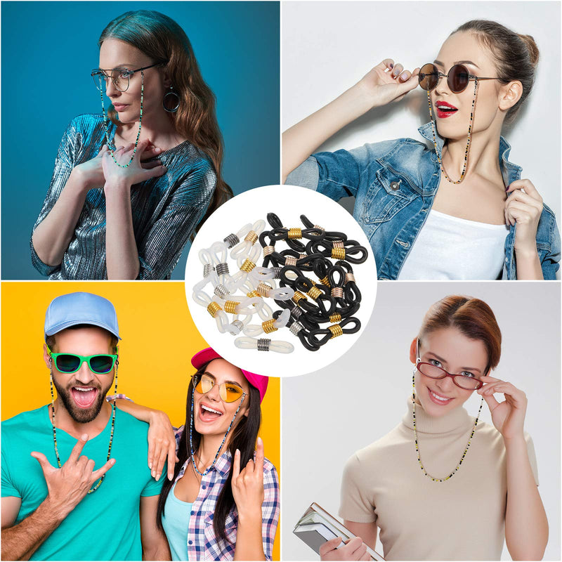 80 Pieces Eyeglass Chain Ends Adjustable Silicone End Connectors Anti-Slip Ends Retainer Eyeglass Strap Holder Ends for Sunglasses Chain, Sports Eyeglasses Strap, 8 Colors - NewNest Australia
