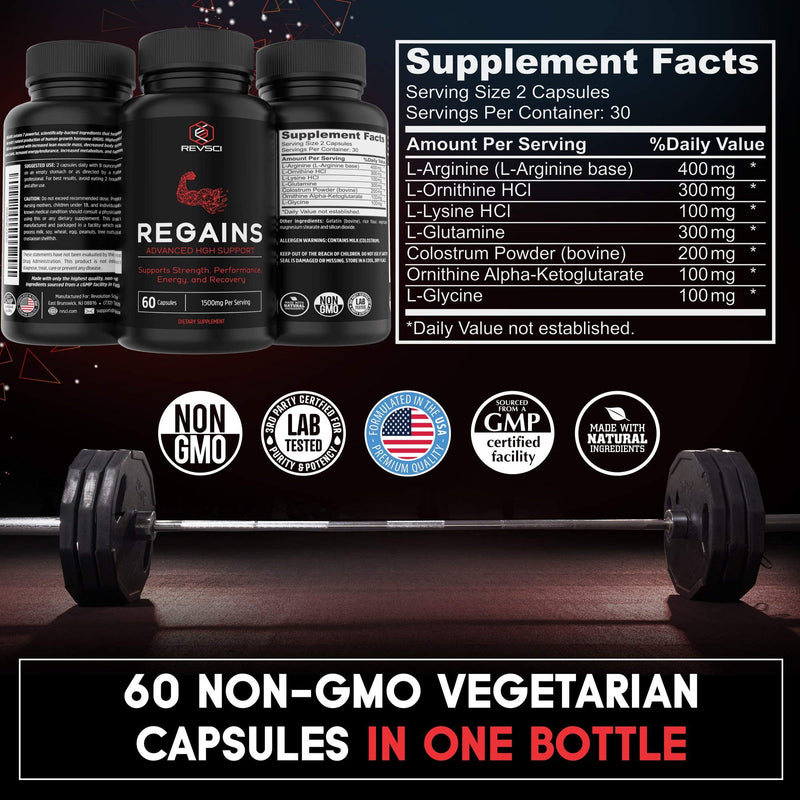 HGH Supplements for Men - Regains Naturally Stimulate Human Growth Hormone for Men - HGH for Men, Muscle Building, Muscle Growth Supplements for Men & Women, Amino Acid & Bovine Colostrum, 60 Capsules 60 Count (Pack of 1) - NewNest Australia