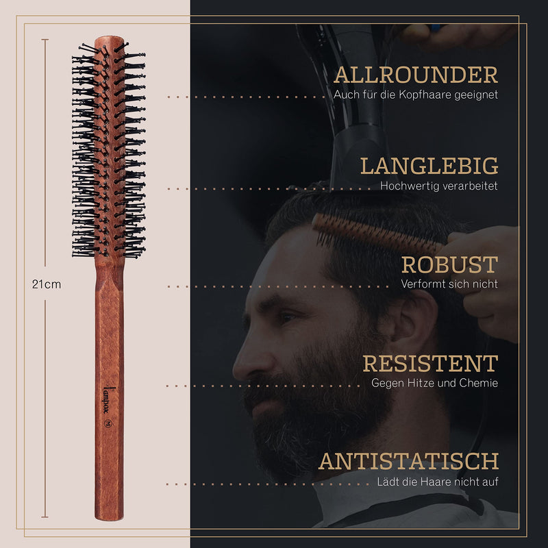 lampox Men's Beard Round Brush, Beard Styling, Beard Brush, Blow Dryer Brush, Hair Brush for Short Hair (S) S - NewNest Australia