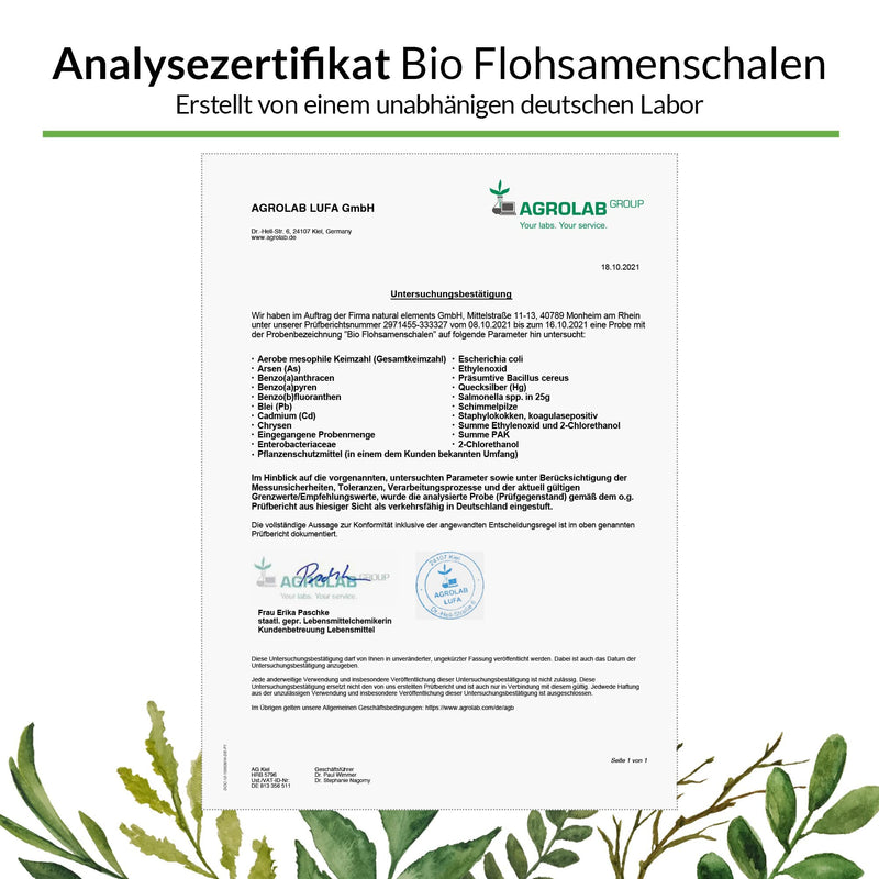 Organic Psyllium Husks - Premium Quality: Laboratory Tested, 99+% Purity, Certified Organic. Vegan. Low Carb. High Fiber. Gluten Free. No Additives. Sustainably Grown - 500 G Bag - NewNest Australia