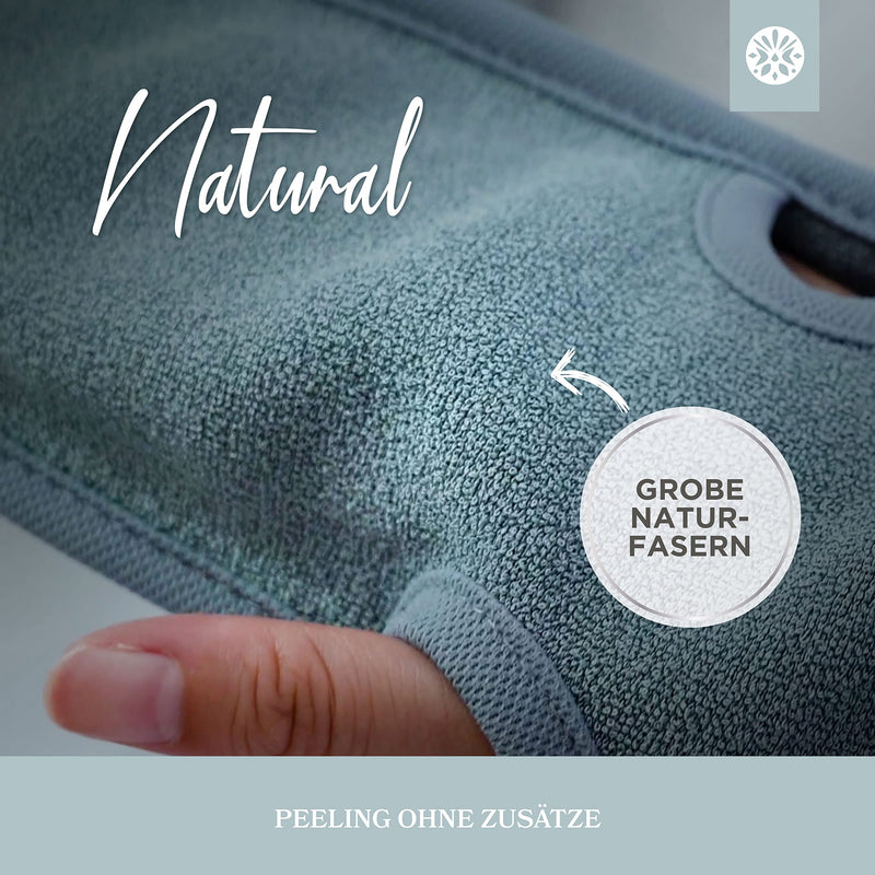 Lowell - Exfoliating Glove Incl. Exfoliating Guide (May Not Be In English Language) + 2 X Bonus Suction Cups - Luxury For Your Body - Wellness Glove - Body & Face Shower Sponge - Hamam Gloves Grey/Grey - NewNest Australia