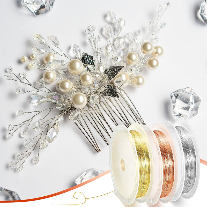 9 Pack Jewelry Beading Wire 20 Gauge 24 Gauge 26 Gauge Craft Jewelry Wire Jewelry Making Supplies Craft Wire Copper Beading Wire for Jewelry Making with Cutting Pliers,3 Size - NewNest Australia