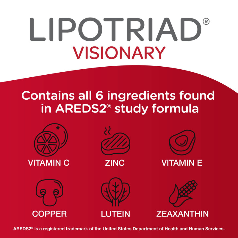 Lipotriad Visionary Eye Vitamin and Mineral Supplement with AREDS2® Ingredients in Our own Custom Formula, 60 Count 60 Count (Pack of 1) - NewNest Australia