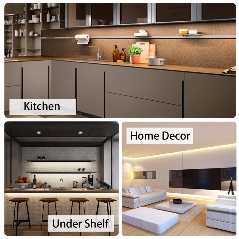 MYPLUS Under Cabinet Led Lighting, 16.4ft LED Strip Lights Kit with Dimmer Control for Kitchen, Cabinet, Shelf, Counter, Bedroom and Décor, Warm White 3000K, 1050LM Warm White/3000k 16.4FT/5M - NewNest Australia