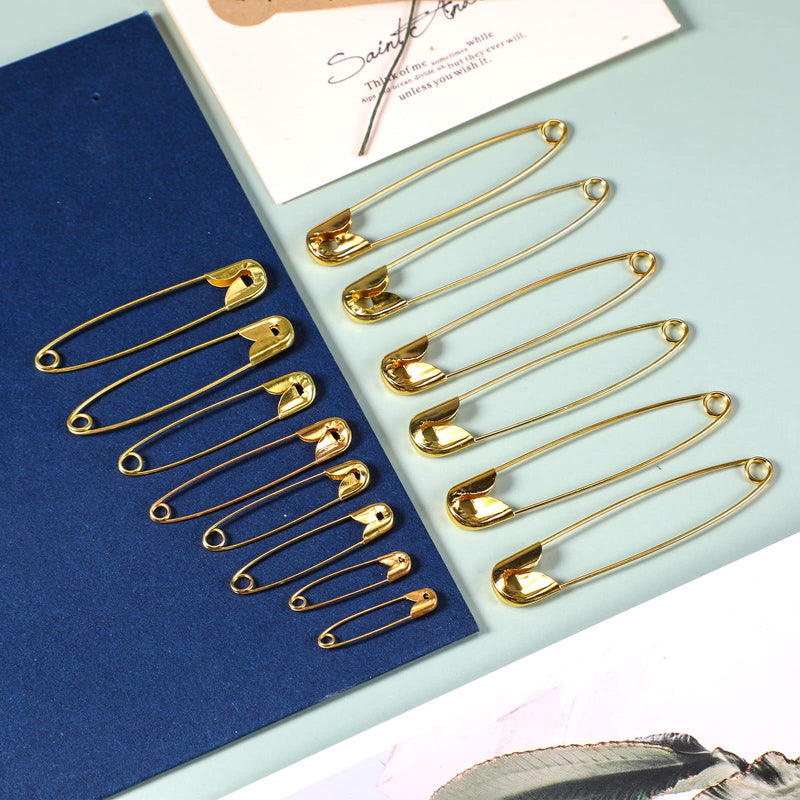 LUTER 250 Pieces 6 Sizes Safety Pins Large and Small Safety Pins Durable, Rust-Resistant for Art Craft Sewing Jewelry Making Home Office Use (Gold) - NewNest Australia
