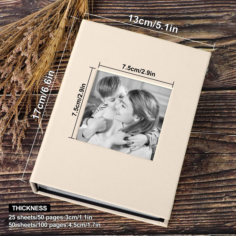Ywlake Photo Album 4x6 50 Pockets 2 Packs, Small Mini Capacity Leather Photo Albums, Each Pack Holds 50 Top Loader Vertical Only Pictures Beige 50 Pockets/2PK - NewNest Australia