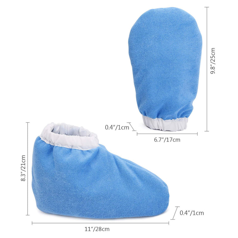 Noverlife Paraffin Wax Bath Terry Cloth Gloves & Booties, Hand Care Treatment Mitts Spa Feet Cover, Thick Heat Therapy Insulated Soft Cotton Mittens Work Kit for Women - Blue Blue - Elastic Closure - NewNest Australia